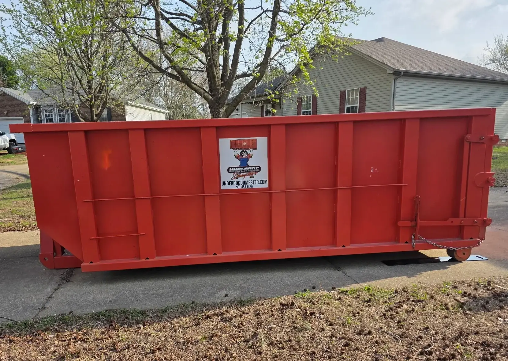 Underdog Dumpster roll-off container ready for delivery in Clarksville TN